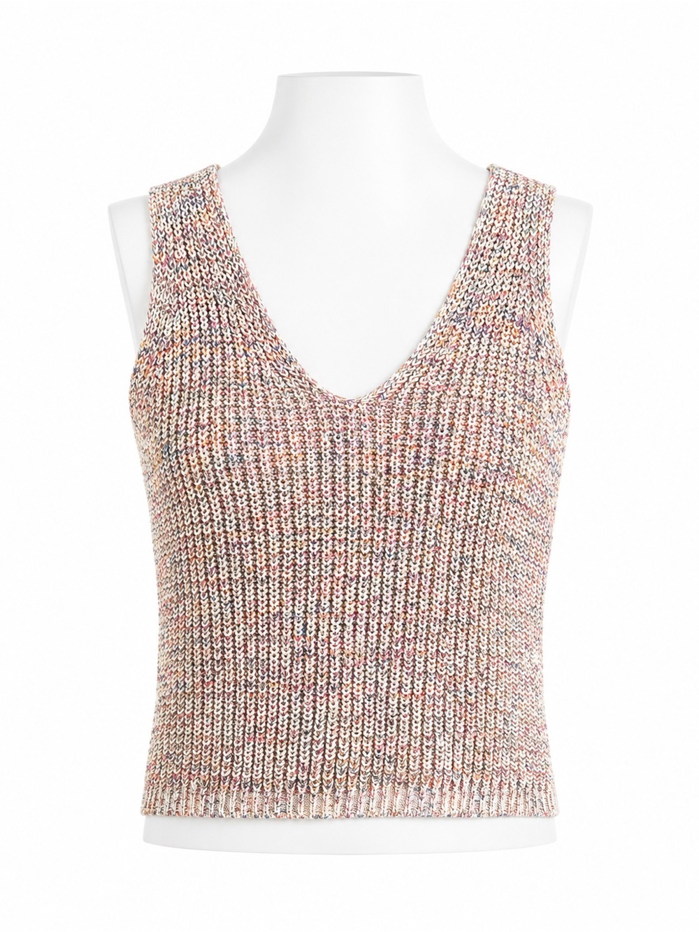 Size S Roots Women’s Multicolor Marled Knit Sleeveless Sweater Tank Top V-Neck